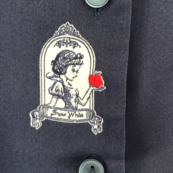 Disney Uniqlo snow white pajamas women's M navy/white button top princess satin - Picture 4 of 9